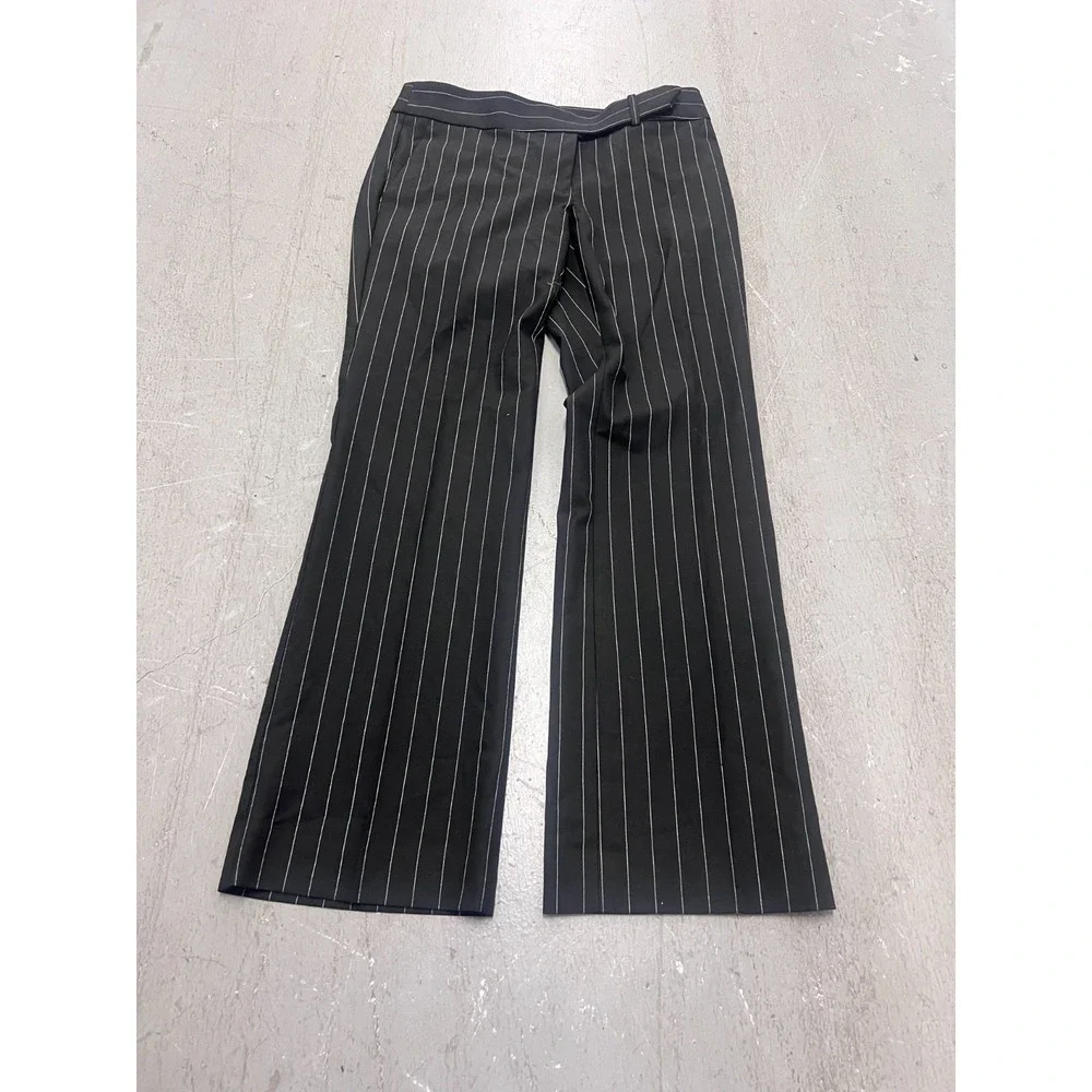 Loft Marisa Trousers Womens 2 Petite Black Pinstripe Bootcut Leg Business NWT